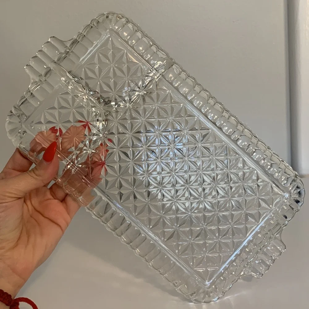 Vintage cut glass tray  Perfect to hold trinkets, bathroom decor, kitchen